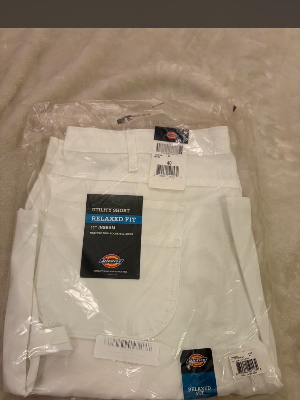 Dickies Men’s White Relaxed Fit Utility Shorts